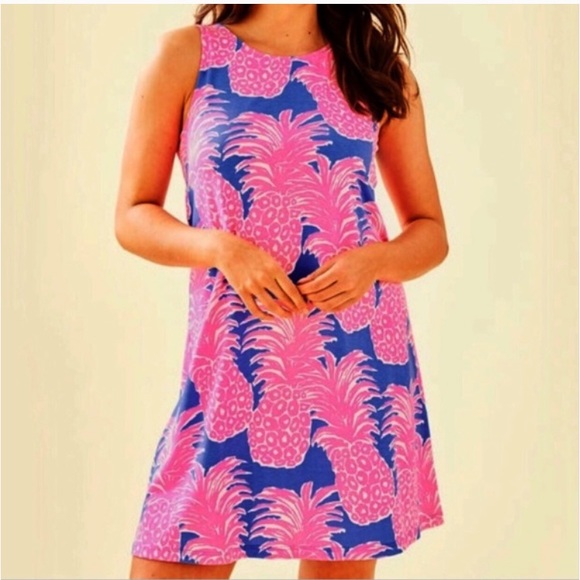 Lilly Pulitzer Dresses & Skirts - Lilly Pulitzer Kristen Blue Pink Pineapple Print Dress